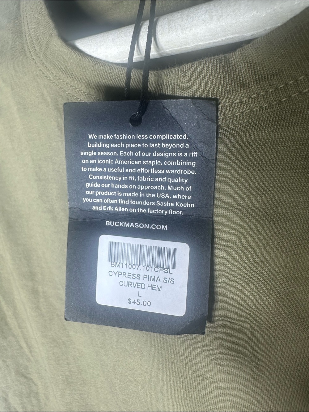 Buck Mason Men’s Cypress Curved Hem Short Sleeve T Shirt Size Large - Picture 3 of 5